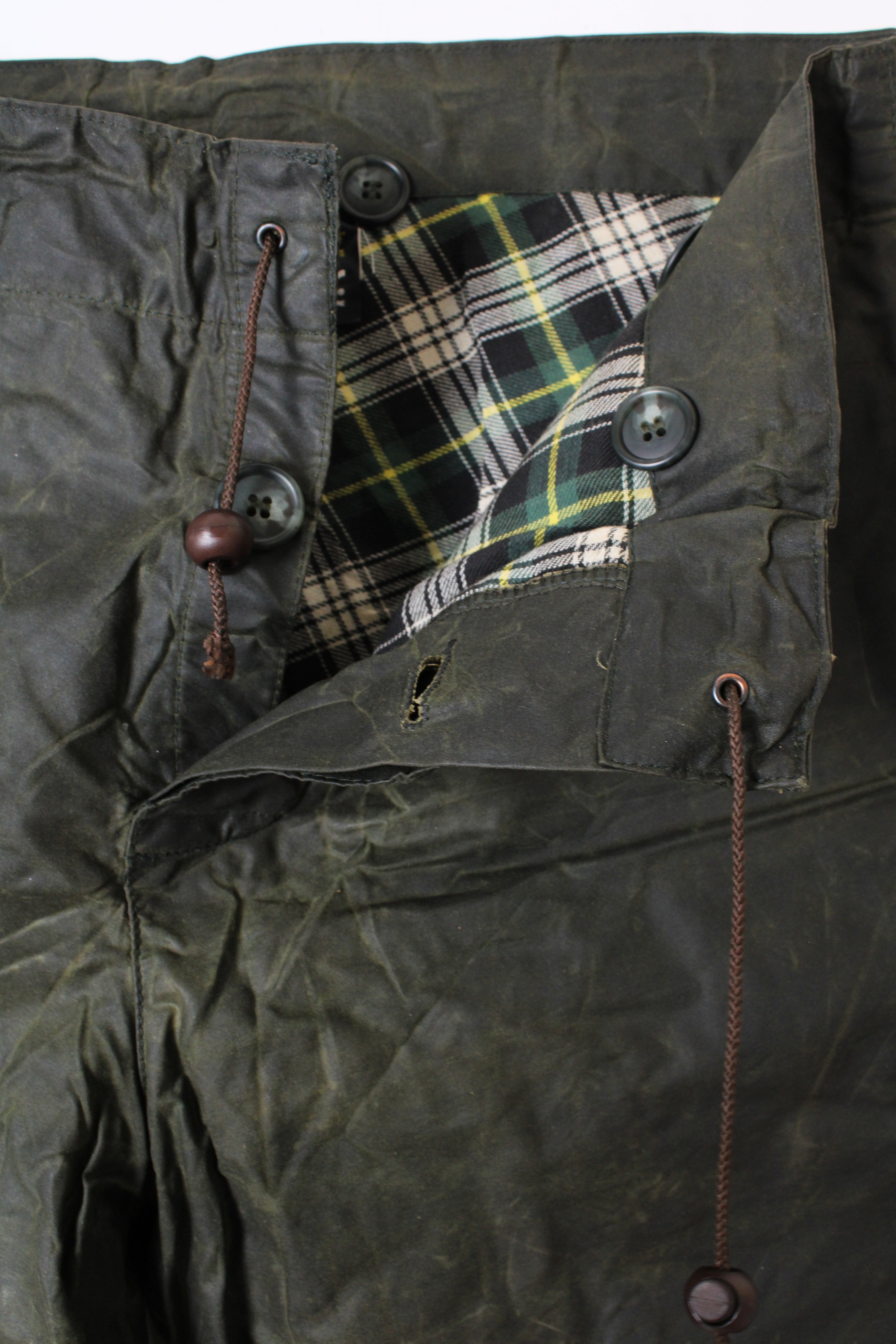 BARBOUR WAXED LINED COTTON OVERPANTS GREEN - M