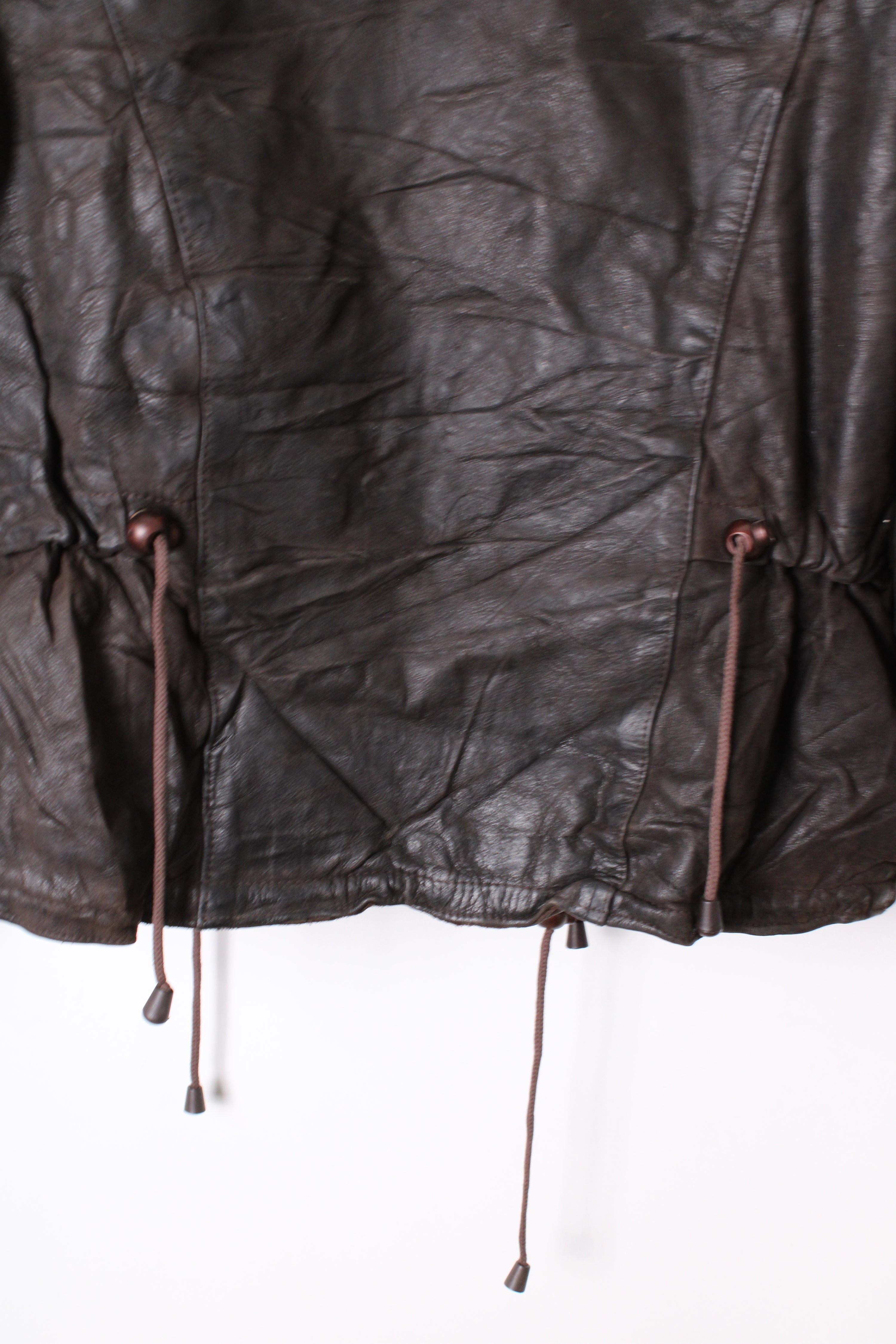 VINTAGE FIREMAN LEATHER JACKET DARK BROWN - S/M