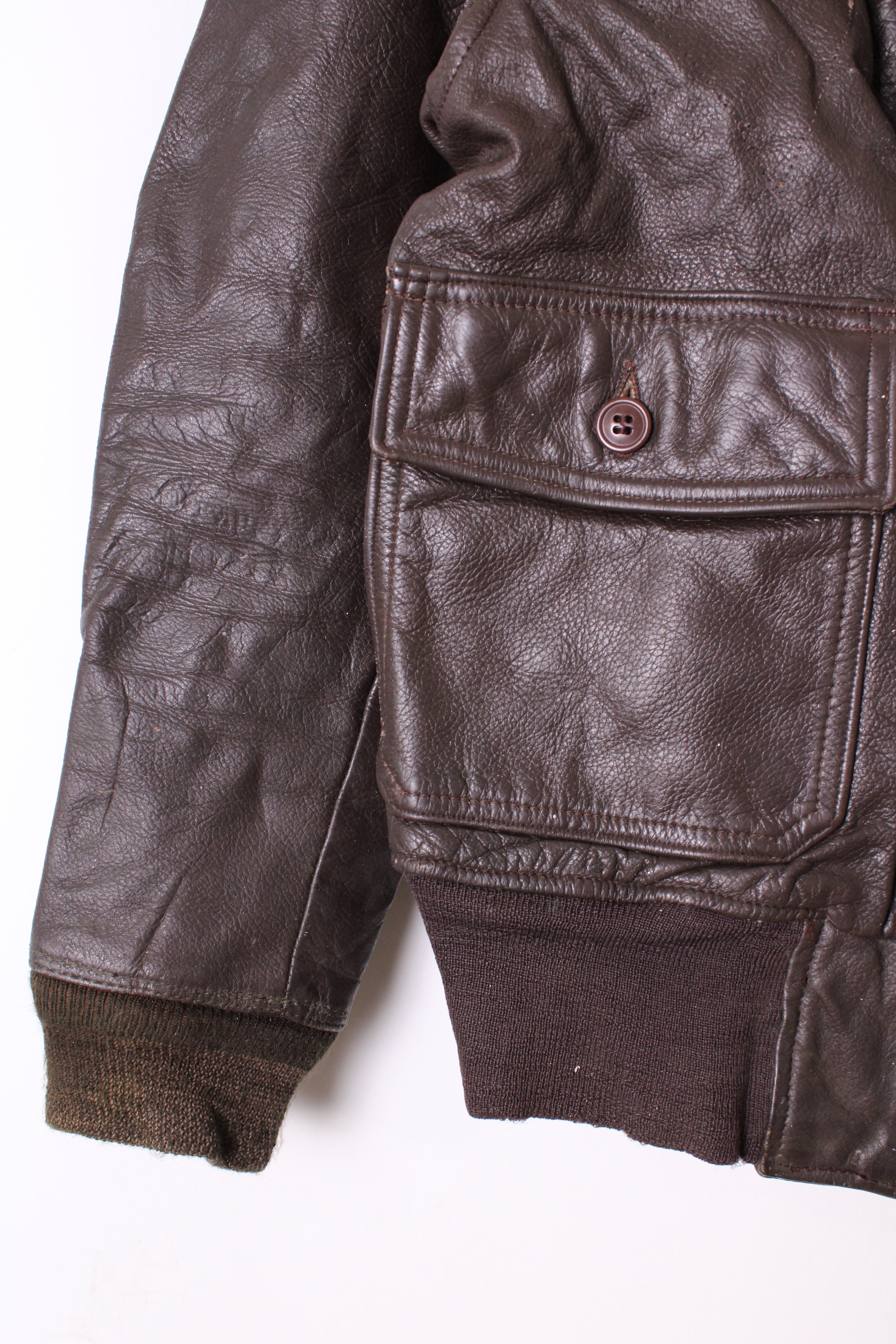 VINTAGE US NAVY G1 LEATHER JACKET BROWN - S/M