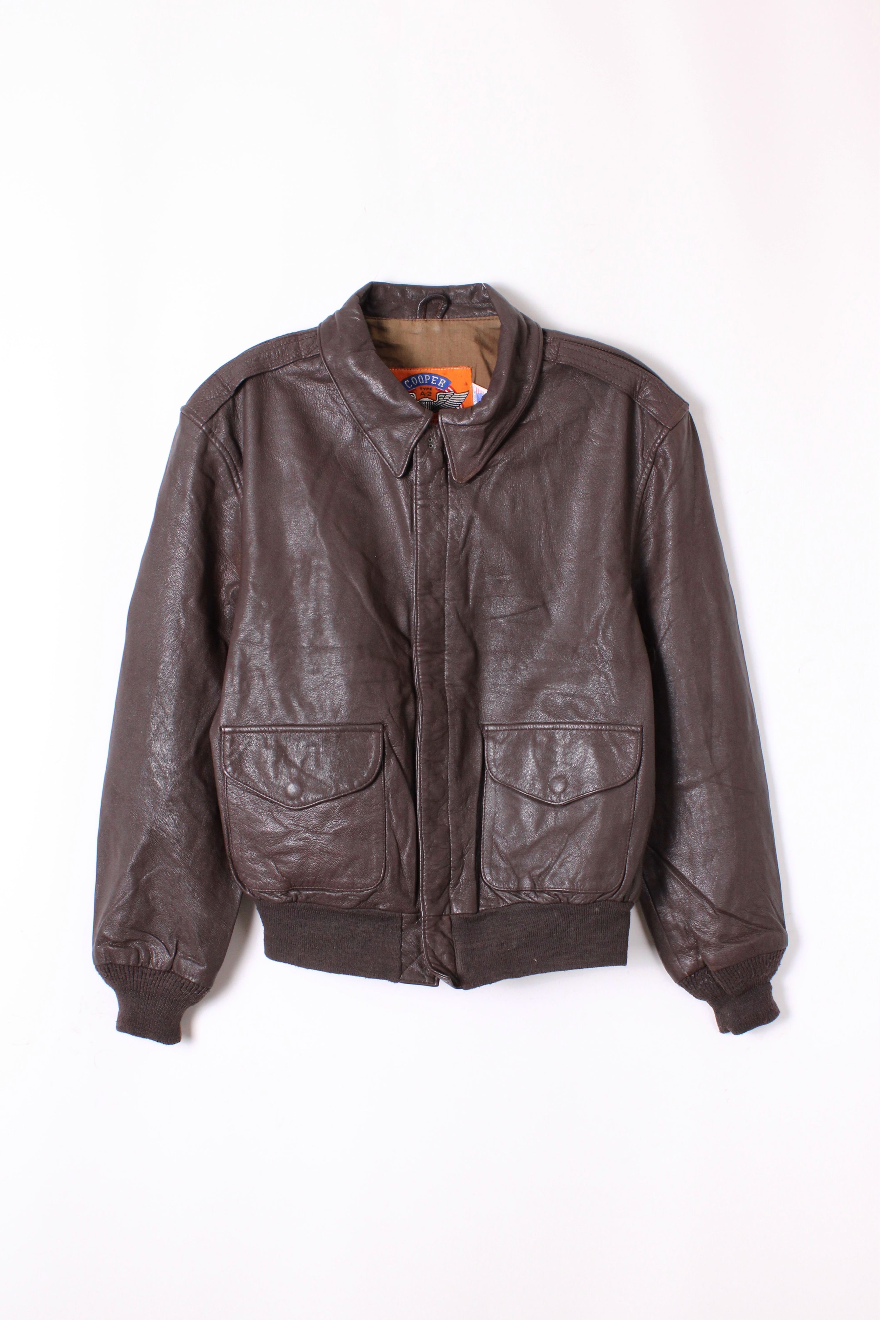 VINTAGE COOPER A2 LEATHER JACKET BROWN - M/L