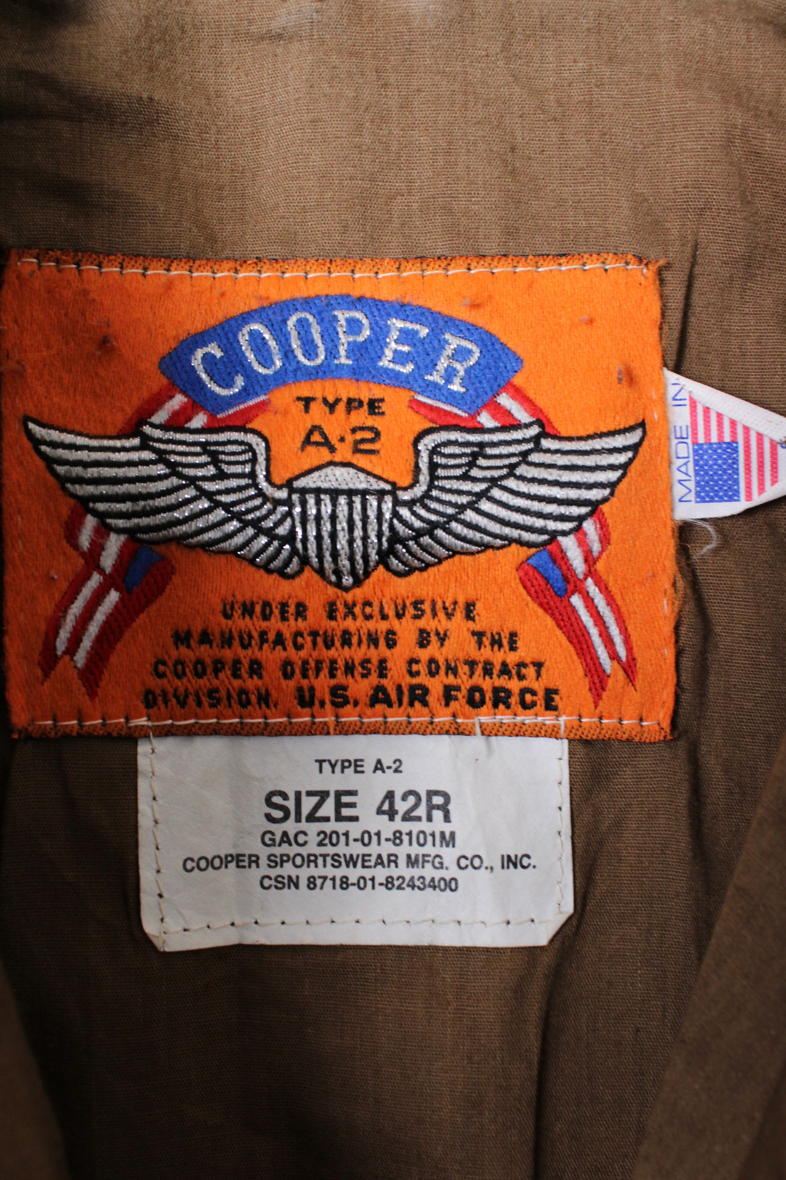 VINTAGE COOPER A2 LEATHER JACKET BROWN - M/L