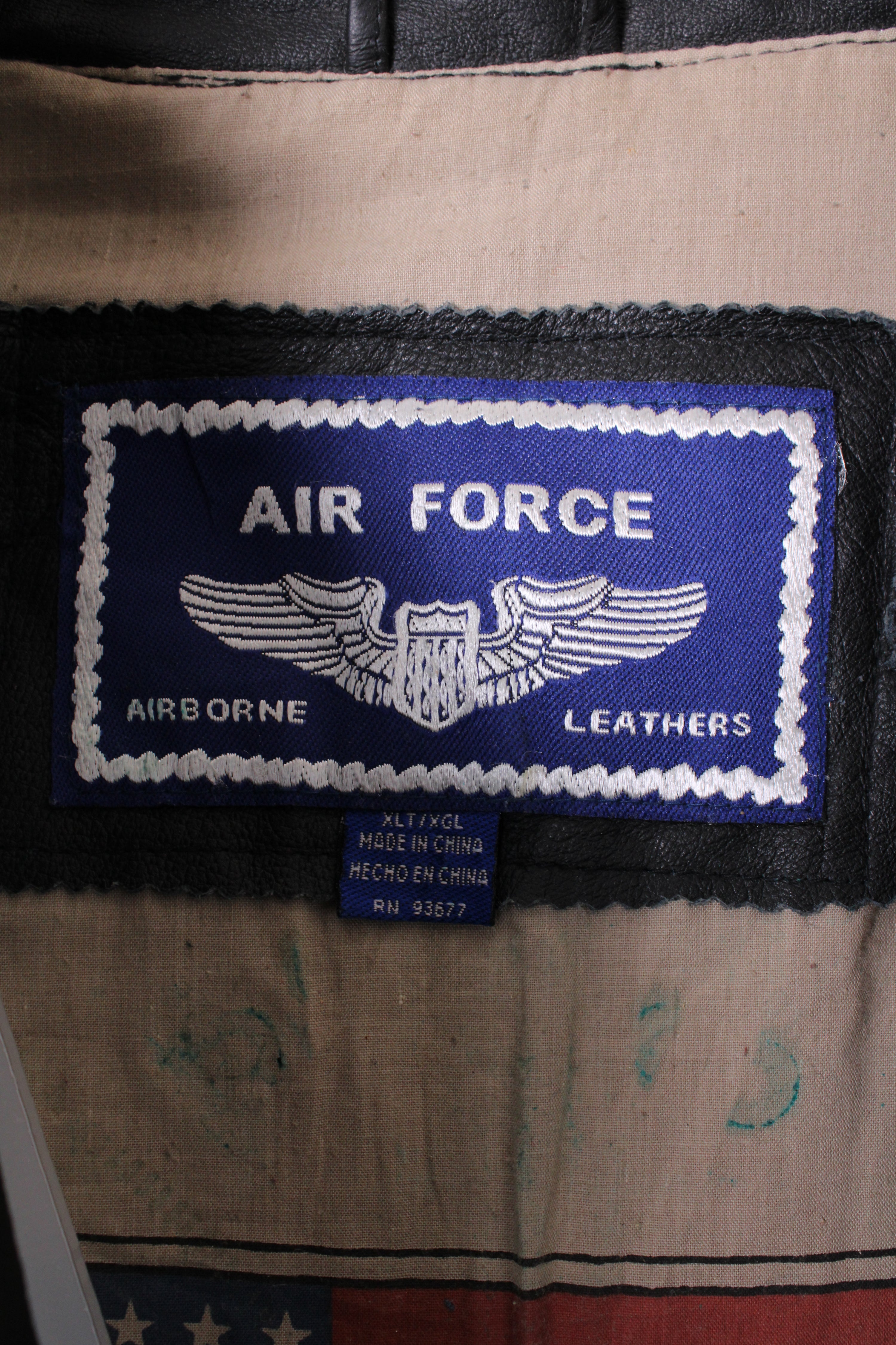 VINTAGE AIR FORCE A2 LEATHER JACKET BLACK - XL