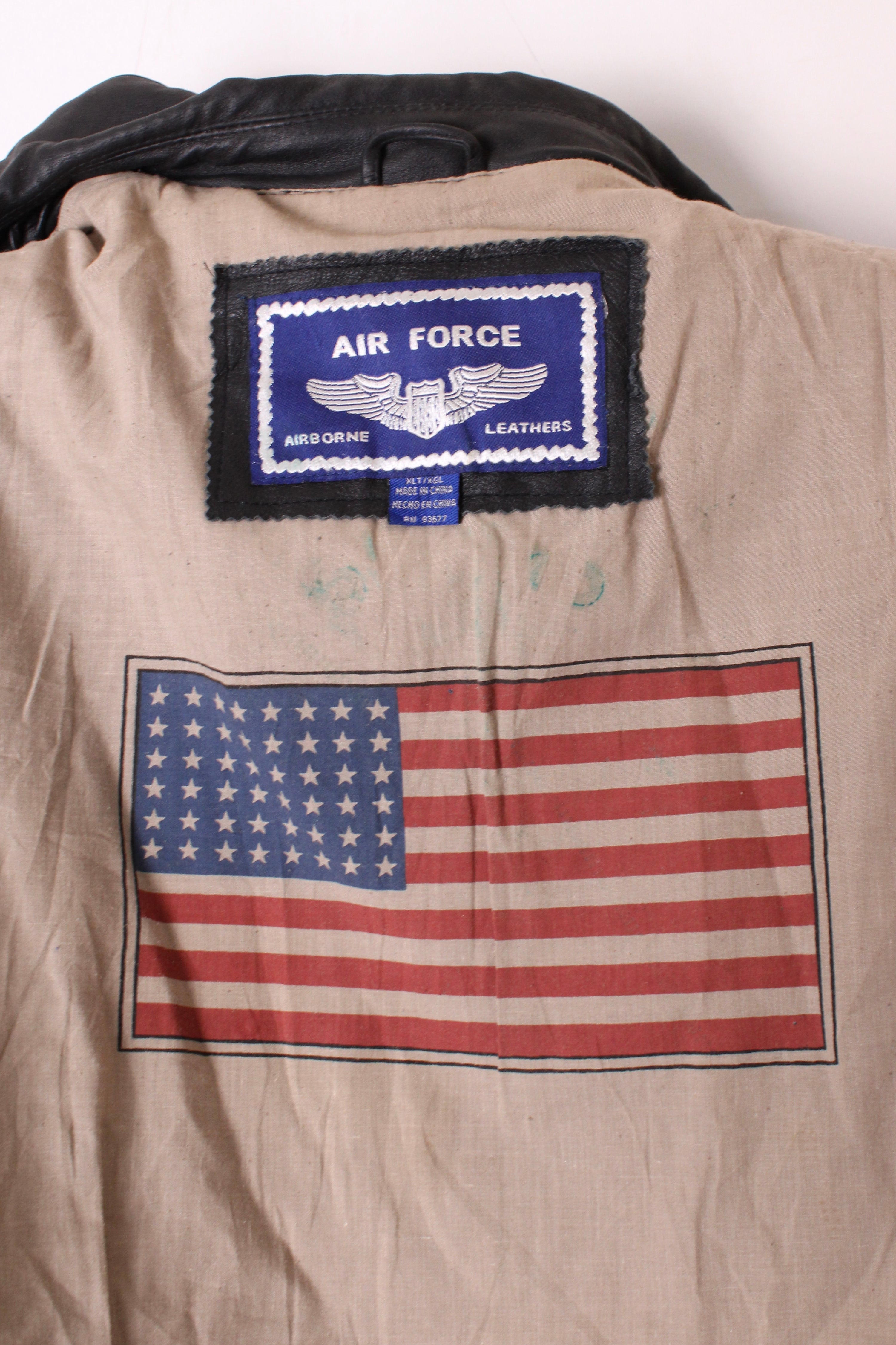 VINTAGE AIR FORCE A2 LEATHER JACKET BLACK - XL