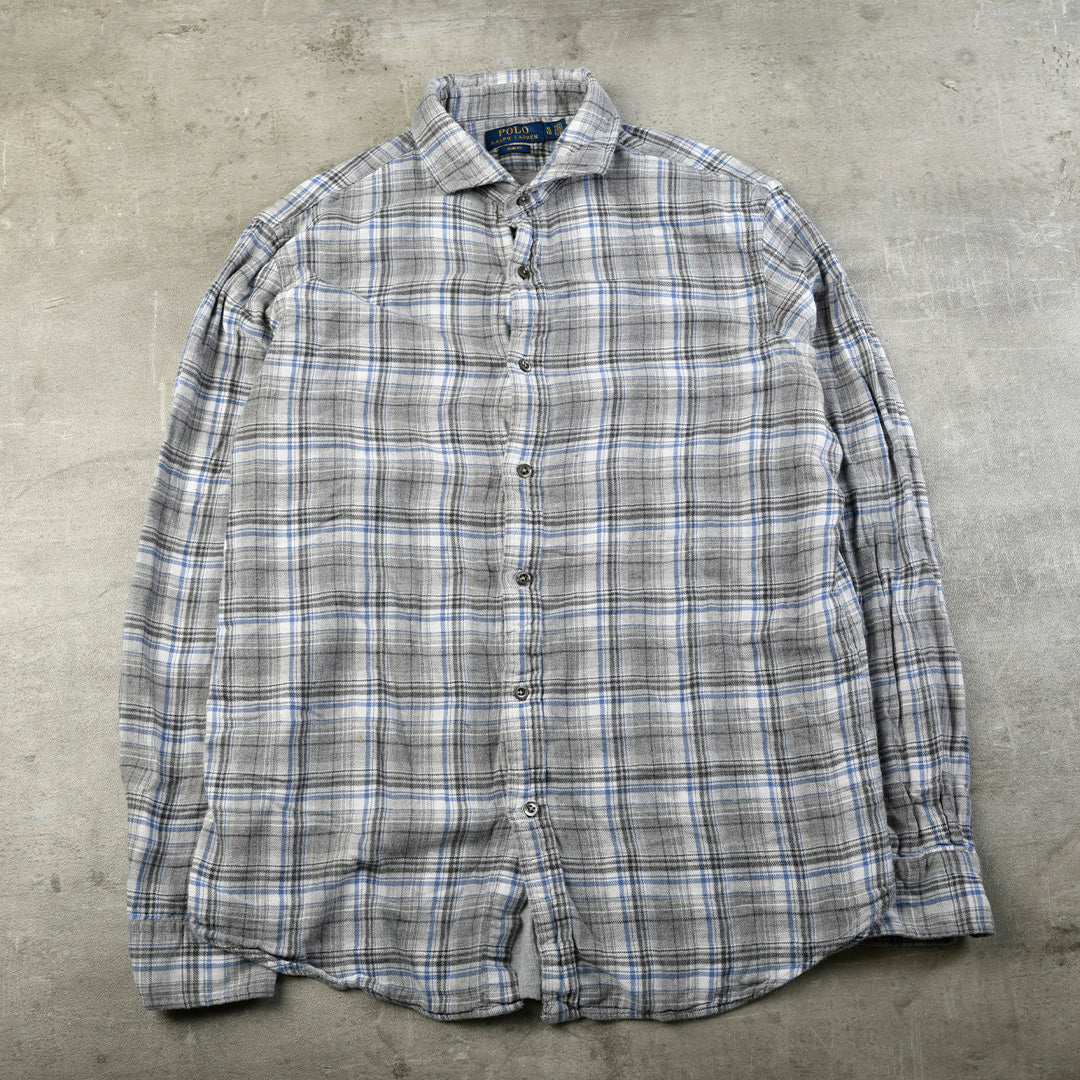 VINTAGE CHECKERED SHIRT GREY/BLUE- XL